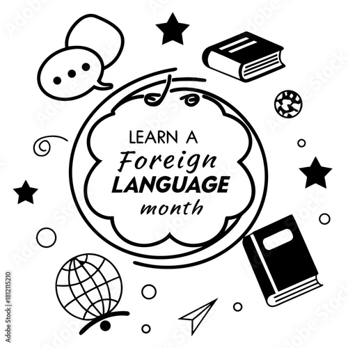 LEARN A FOREIGN LANGUAGE MONTH vector illustration 