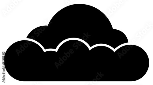Black cloud icon vector graphic for weather or data storage concepts