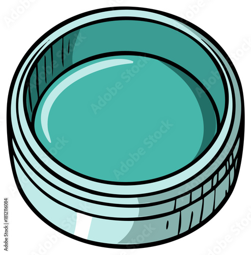 Open Empty Jar Graphic Blue Green Circular Container for Storing and Canning