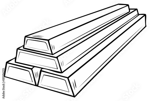 Stacked Gold Bars Outline Illustration Money Wealth Success Symbol