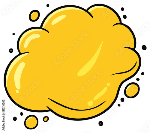Yellow cartoon speech bubble or explosion puff cloud in a comic book style illustration