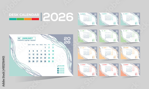 2026 desk vector calendar design