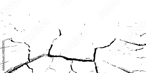 High-contrast cracked dry earth texture with deep fractures and parched soil pattern. Abstract black-and-white drought ground design ideal for backgrounds, climate change concepts, and environmental t