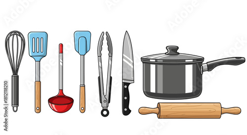 Culinary Tools Kitchen Utensils and Cooking Essentials Vector