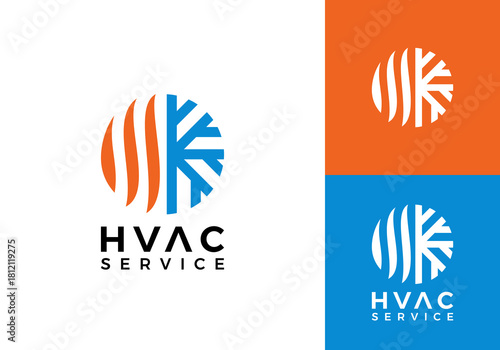 hvac and fire logo. heating cooling snowflake conditioning vector design concept	
