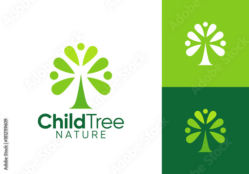 abstract tree with people logo design. care for the environment symbol icon concept	
