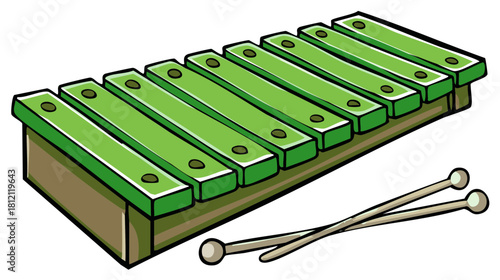 Vibrant green xylophone with mallets for musical fun and learning