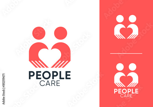 people with hands health care logo vector design	
