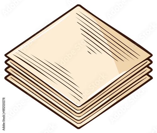 Stack of folded napkins, illustration of paper napkins in a cartoon style, design element