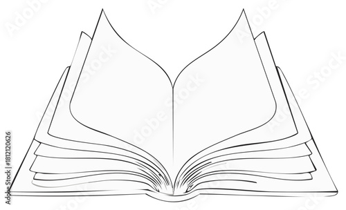 Open Book Pages Hand Drawn Illustration Textbook Notebook Sketch Education