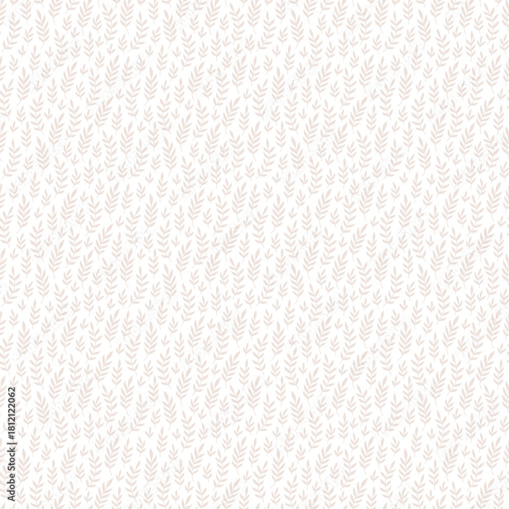 Fototapeta premium Delicate botanical pattern with small leaves in a subtle off white color scheme creating a soft texture