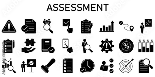 Assessment Line Editable Icons set. Vector illustration in modern thin line style icons Isolated on transparent background.