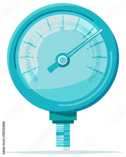 Turquoise Pressure Gauge Dial with Hand and Threaded Connector