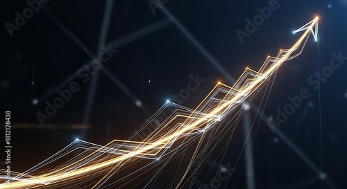 Dynamic upward trend arrow symbolizing business growth and success, ideal for financial reports and investment presentations, showing positive momentum