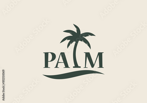palm lettering illustration tree icon logo vector