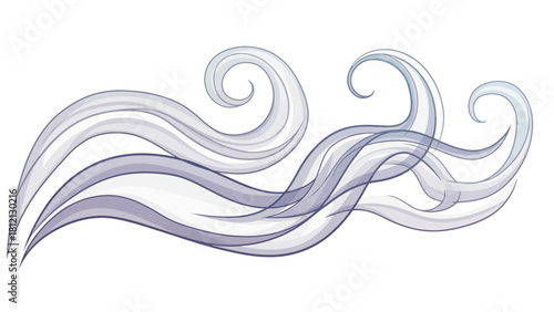 Flowing wisps of translucent grey and purple abstract lines