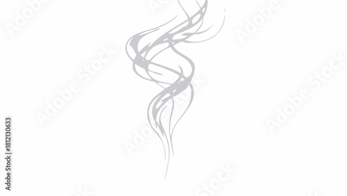 Gray abstract wisps of smoke rising on a white background