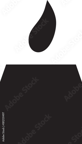 Simple white line art candle with an elegant flame, conveying peace, spirituality, remembrance, and celebration in a clean, modern graphic design element.