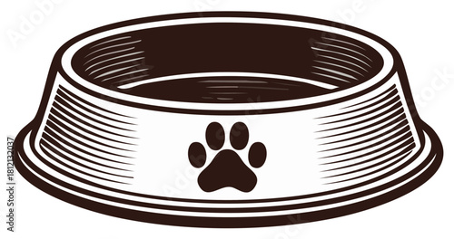Pet bowl illustration with paw print design