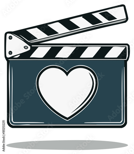 Heart Shaped Clapperboard for Filmmaking and Romance