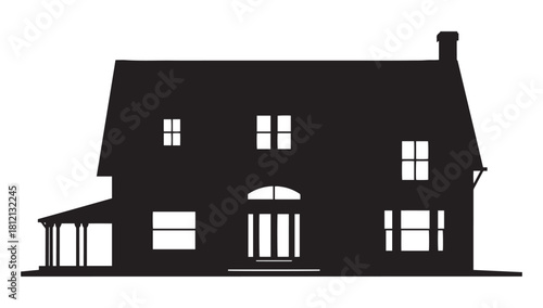 Classic home silhouette for architectural design projects, real estate marketing visuals, or customizable logo and branding concepts featuring a house icon