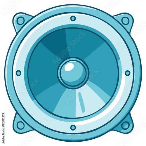 Vibrant cartoon blue speaker symbol for music and audio technology