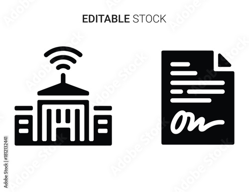 Online government services building with wi-fi signal and signed digital document