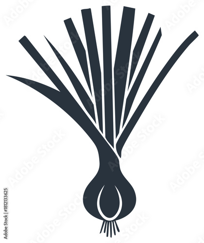 Dark Simple Leek Vegetable, Kitchen Food Ingredient, Minimalist Cooking Herb