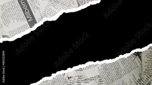 Torn newspaper background with black and white space for text and design element