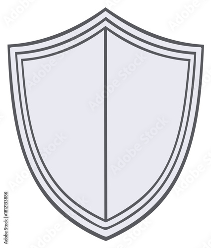 Symmetrical emblem shield with geometric lines for heraldry and design projects Security and protection concept in simple neutral illustration