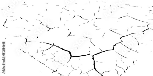 High-contrast cracked earth texture in black and white, featuring bold fractures and abstract dry-soil patterns. Perfect for backgrounds, environmental themes, drought concepts, and graphic design use