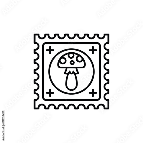 Psychedelic mushroom blotter art stamp icon