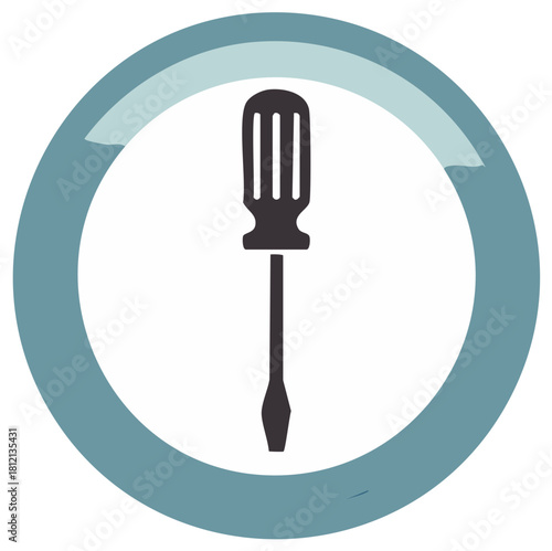 Stylized flat icon of a screwdriver within a circular frame, representing repair and maintenance services