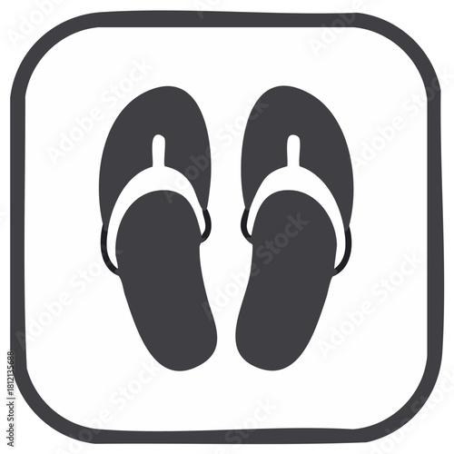 Flip-flops icon inside a rounded square, minimalist design for summer and vacation