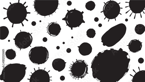 Seamless pattern of abstract black shapes, perfect for adding a modern and artistic touch to any design project, great for textiles or backgrounds
