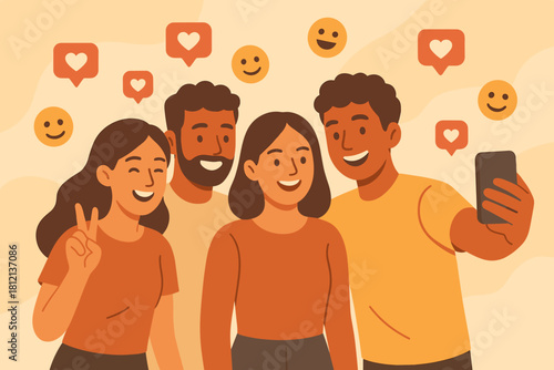 Selfie captions no icon abstract social vector media letters punctuation negative background