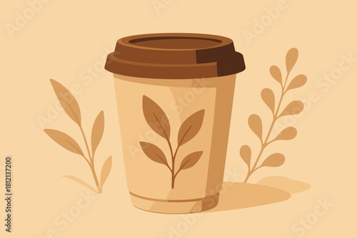 Eco cyrillic emojis cup surrounded modern icon no design text vector style