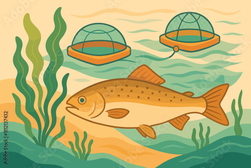 Minimal no sustainable fluid letters icon seafood bubbles vector art marks illustration