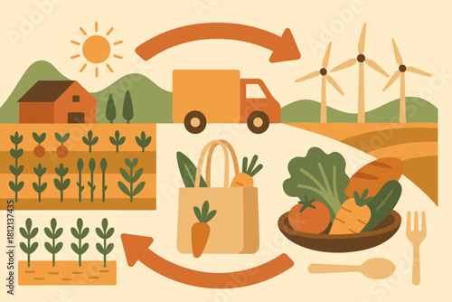 Vector sustainable illustration speech no farming bubbles reusable crops icon cyrillic modern