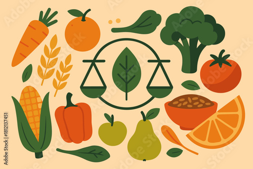 Food icon vector cyrillic letters sustainable full geometry illustration colors no bubbles