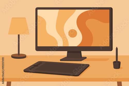 Typography tablet minimalist digital icon desk no numbers speech stylus any vector