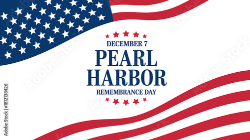 Pearl harbor remembrance day banner with patriotic american flag