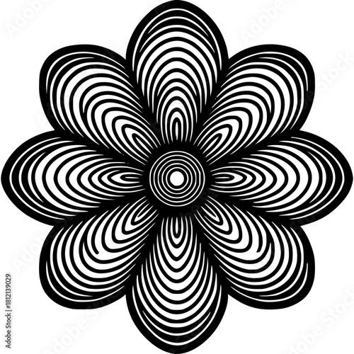 Artistic floral illusion: A monochromatic display of floral abstraction, where each petal is a testament to the elegant simplicity of line and form.