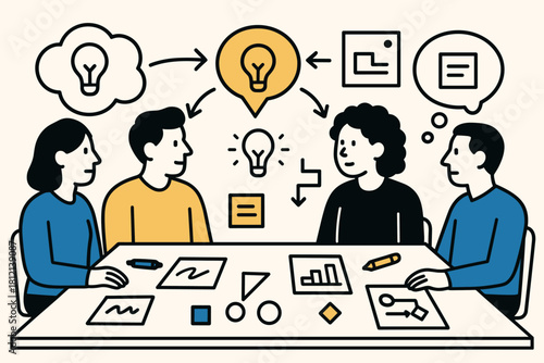 Minimalism creative thought concepts sketch exchange geometric markers idea minimal vector conference