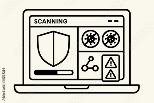 Map geometric virus vector shapes alert out interface antivirus icon flat illustration