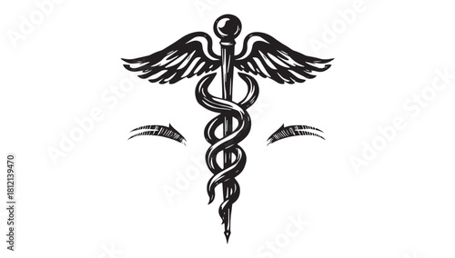 Striking caduceus symbol artwork for healthcare businesses, medical practices, and wellness brands seeking a powerful and professional graphic element