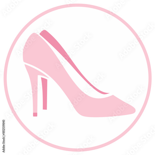 Elegant pink high heeled shoe vector icon for fashion beauty and style logo