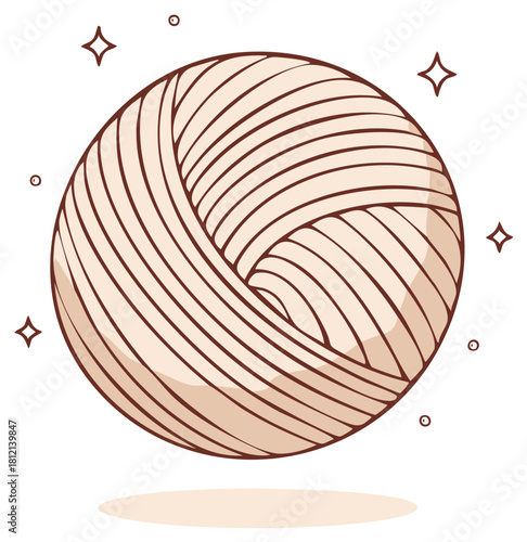 Cartoon ball of yarn with decorative elements