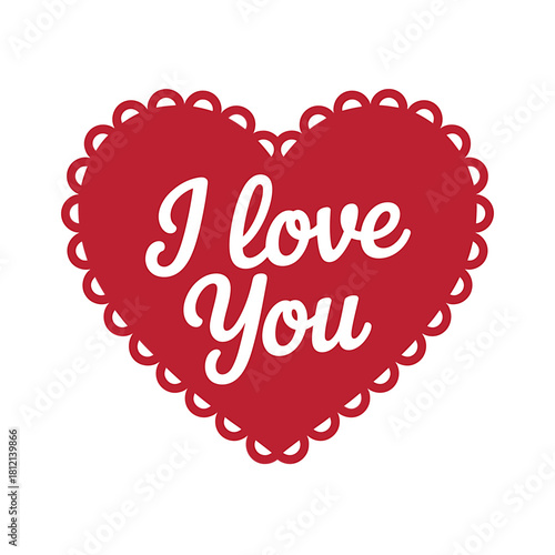Romantic red heart with 'i love you' message; valentine's day.