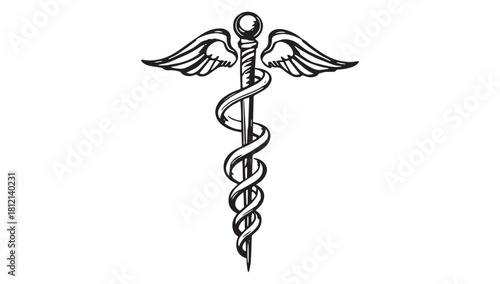 Striking Caduceus Symbol for Healthcare Branding and Medical Design Projects, conveying trust and healing, perfect for logos, websites, and educational material